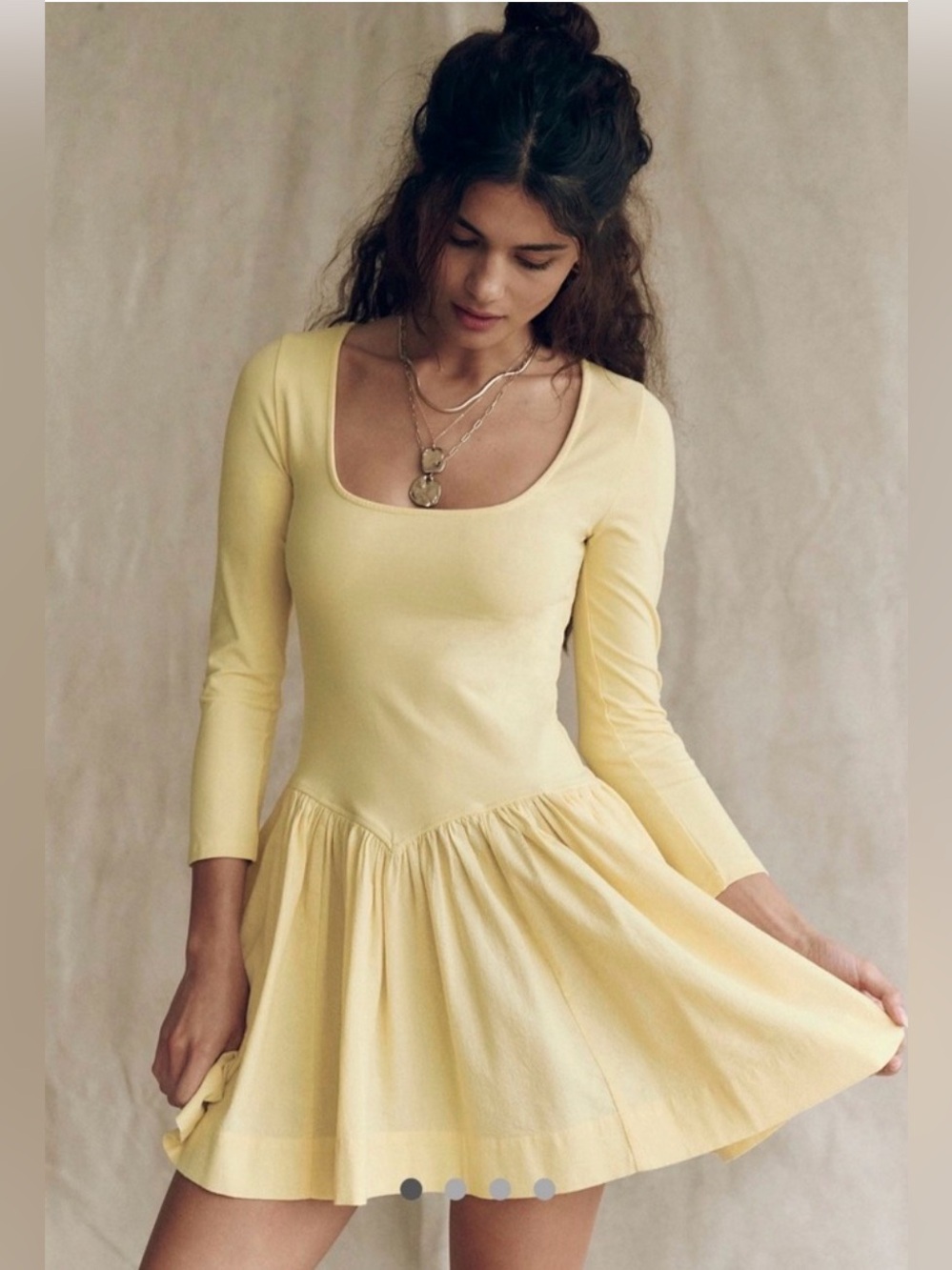 Free People Onda Drop-Waist Long-Sleeve Mini Dress